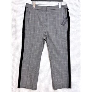 Tommy Hilfiger Houndstooth Cropped‎ Pants Black White Trousers Size 16 36x26